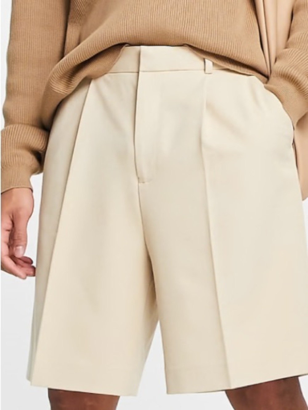 ASOS DESIGN WIDE KHAKI MEN BERMUDA SHORTS
